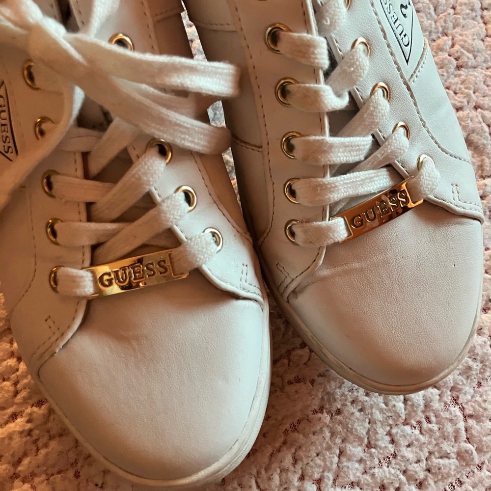 Guess White and Gold Sneakers